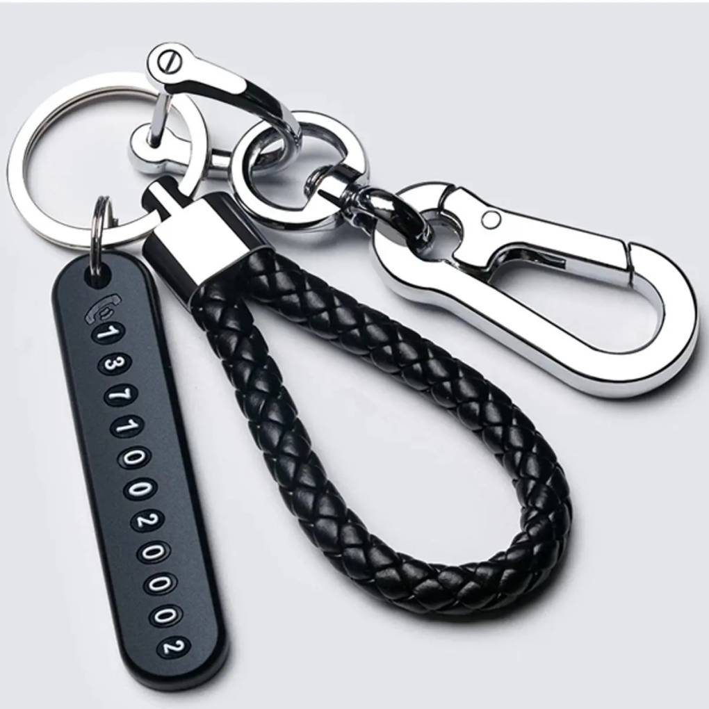 Anti-Lost Car Keychain with Phone Number Tag